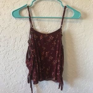 Red blouse w/ shoulder cut outs